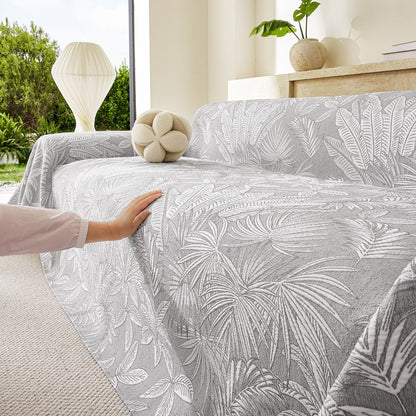 Tropical Botanical Leaf Texture Furniture Protector Blanket Soft Breathable Sofa Cover