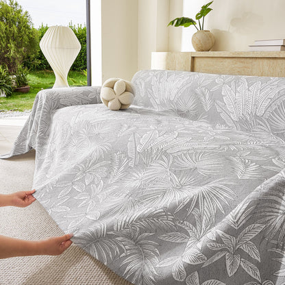 Tropical Botanical Leaf Texture Furniture Protector Blanket Soft Breathable Sofa Cover