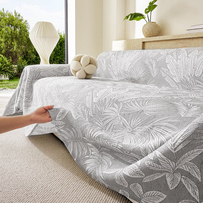 Tropical Botanical Leaf Texture Furniture Protector Blanket Soft Breathable Sofa Cover