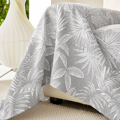 Tropical Botanical Leaf Texture Furniture Protector Blanket Soft Breathable Sofa Cover