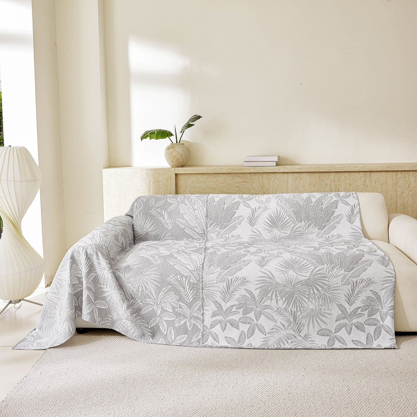 Tropical Botanical Leaf Texture Furniture Protector Blanket Soft Breathable Sofa Cover