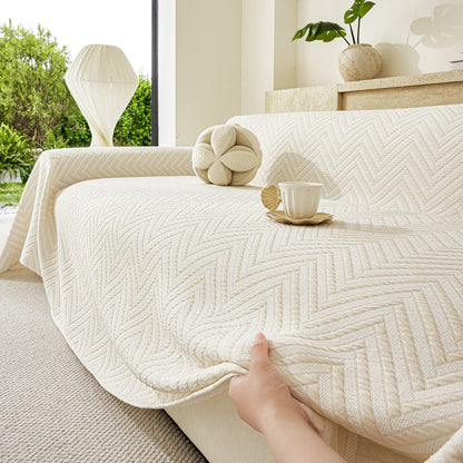 Three Layer Woven Soft Breathable Sofa Cover Blanket, Textured Chevron Couch Cover