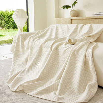 Three Layer Woven Soft Breathable Sofa Cover Blanket, Textured Chevron Couch Cover