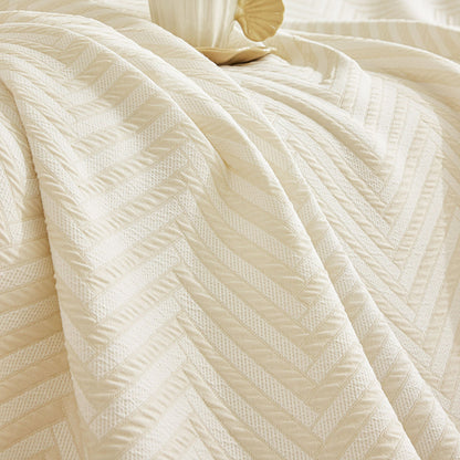 Three Layer Woven Soft Breathable Sofa Cover Blanket, Textured Chevron Couch Cover