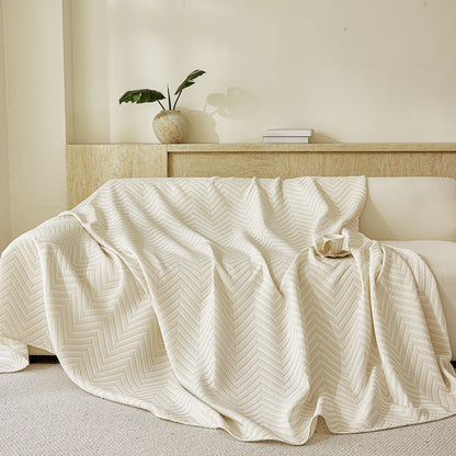 Three Layer Woven Soft Breathable Sofa Cover Blanket, Textured Chevron Couch Cover