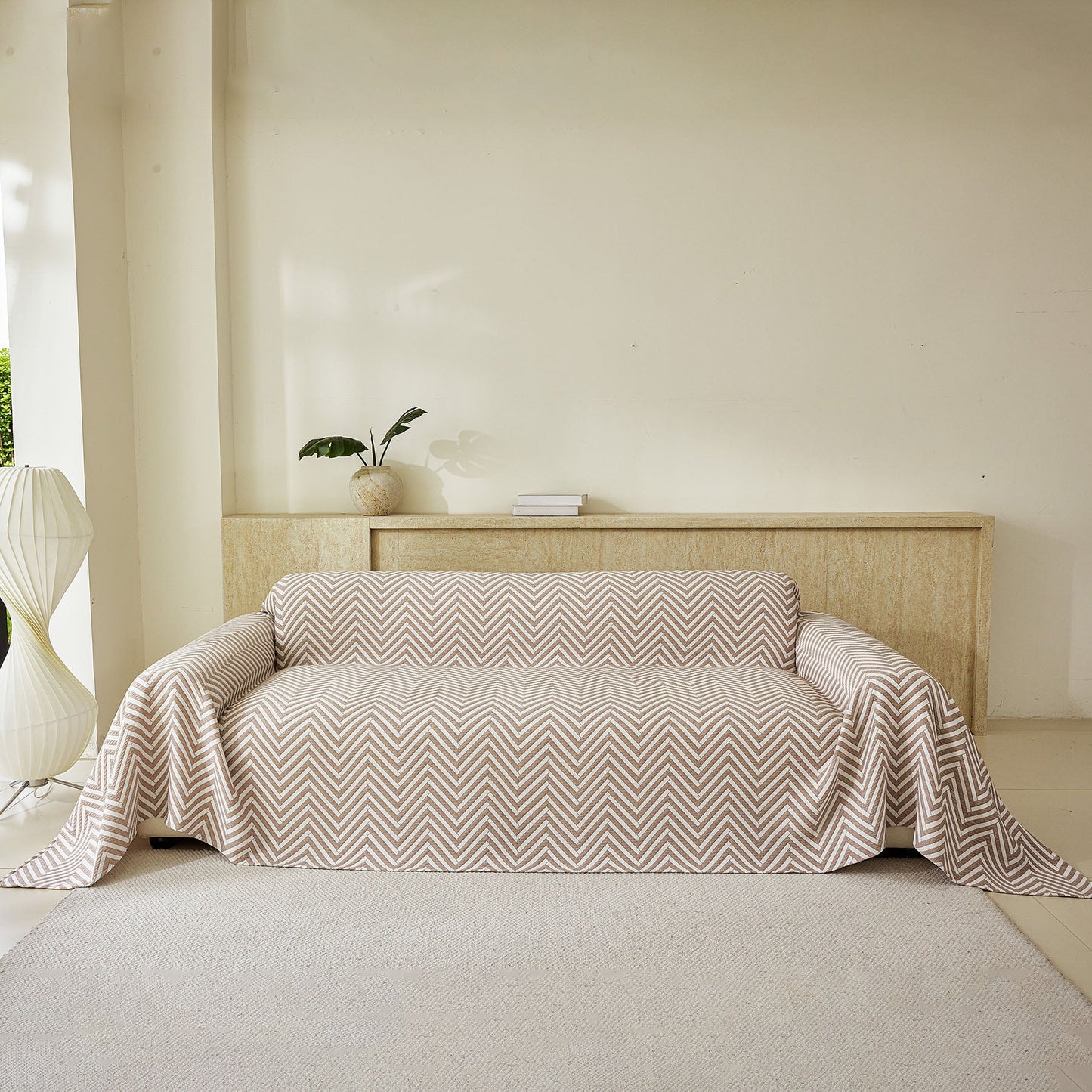 Three Layer Woven Soft Breathable Sofa Cover Blanket, Textured Chevron Couch Cover