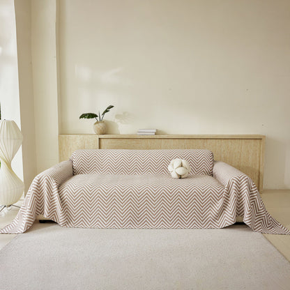 Three Layer Woven Soft Breathable Sofa Cover Blanket, Textured Chevron Couch Cover