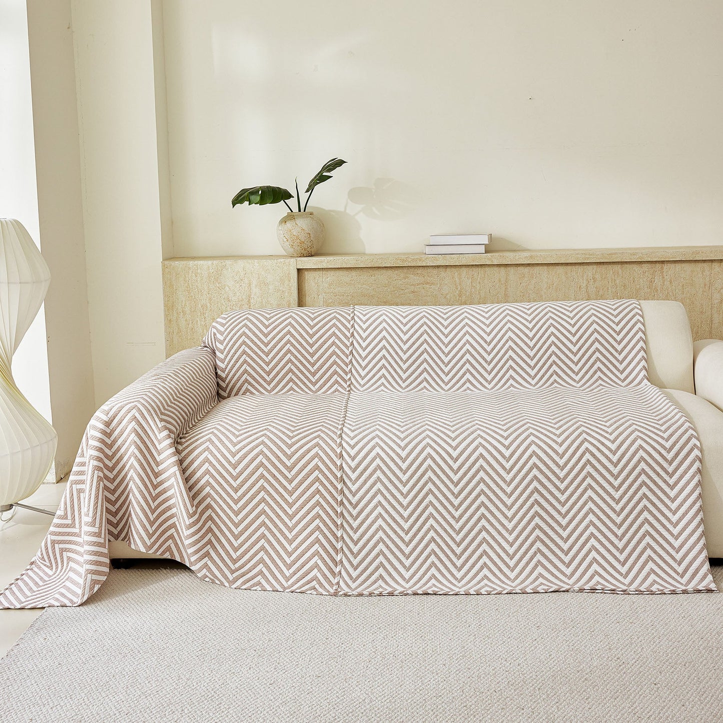 Three Layer Woven Soft Breathable Sofa Cover Blanket, Textured Chevron Couch Cover