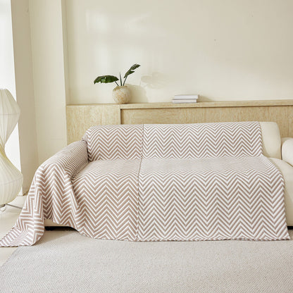 Three Layer Woven Soft Breathable Sofa Cover Blanket, Textured Chevron Couch Cover