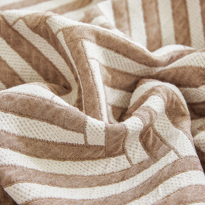 Three Layer Woven Soft Breathable Sofa Cover Blanket, Textured Chevron Couch Cover
