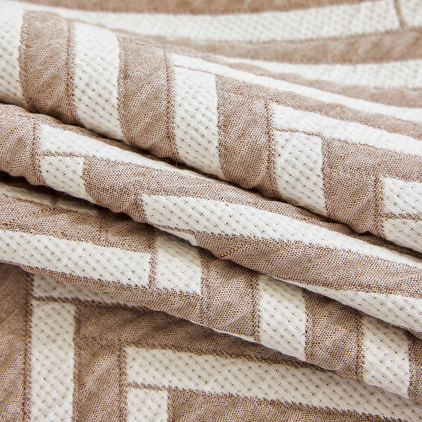 Three Layer Woven Soft Breathable Sofa Cover Blanket, Textured Chevron Couch Cover