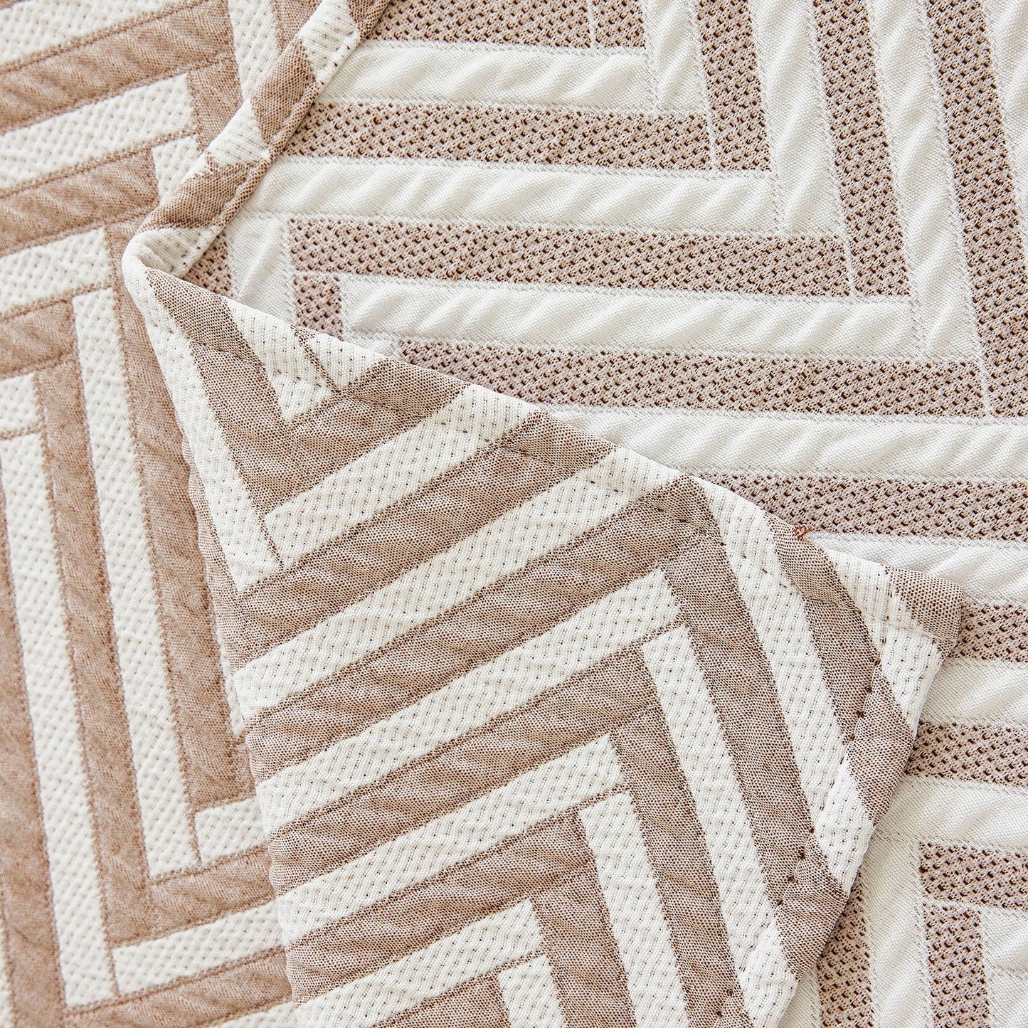 Three Layer Woven Soft Breathable Sofa Cover Blanket, Textured Chevron Couch Cover