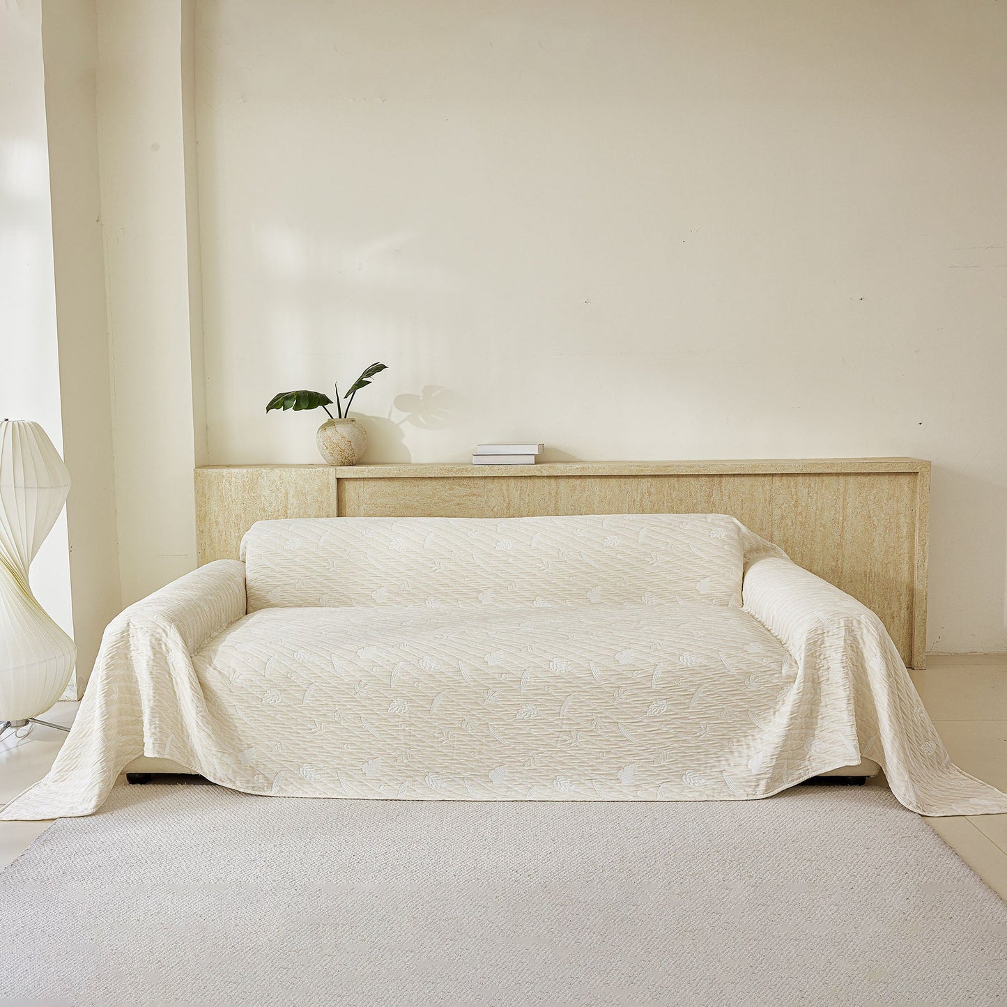 Soft Breathable Sofa Cover Blanket,Botanical Embossed Furniture Protector Throw Cover