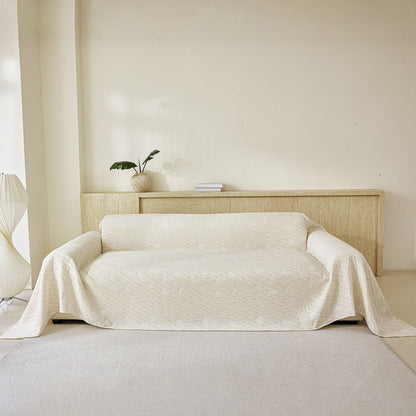 Soft Breathable Sofa Cover Blanket,Botanical Embossed Furniture Protector Throw Cover