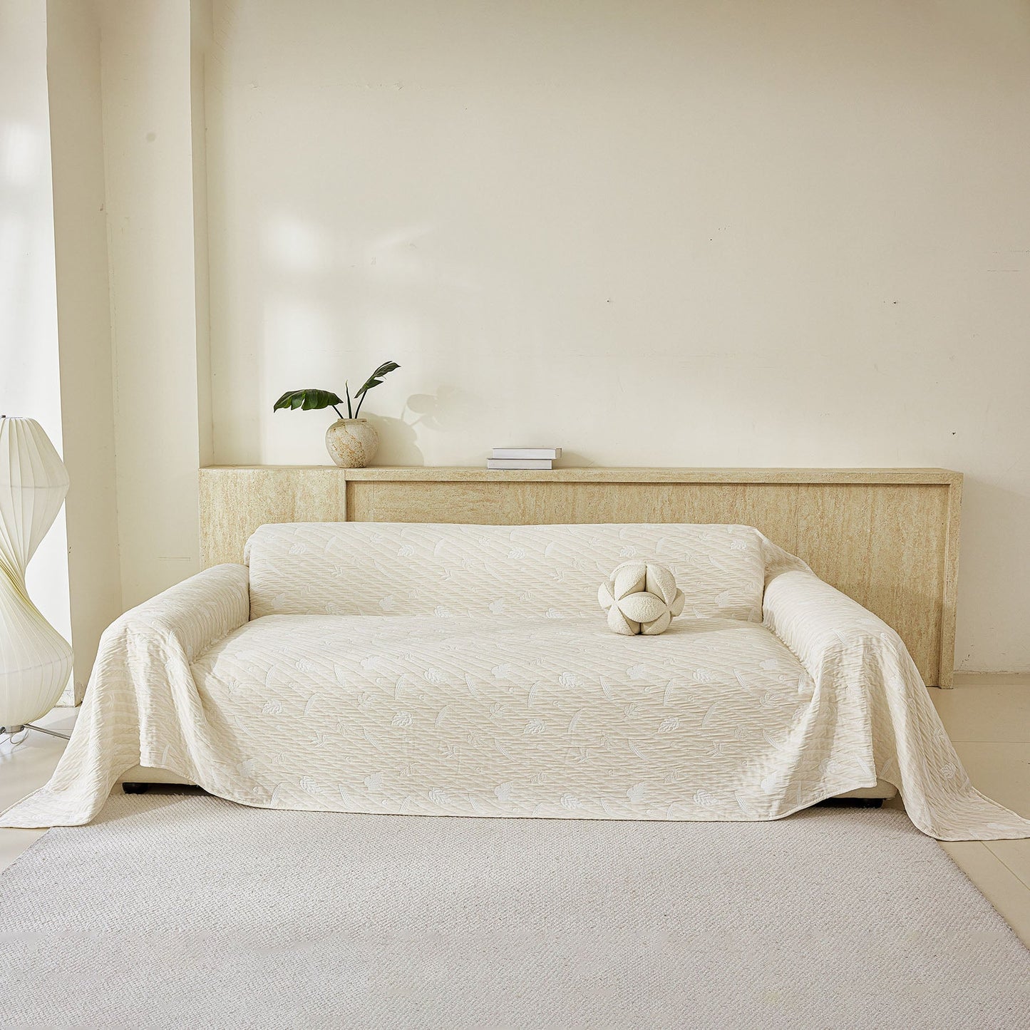 Soft Breathable Sofa Cover Blanket,Botanical Embossed Furniture Protector Throw Cover