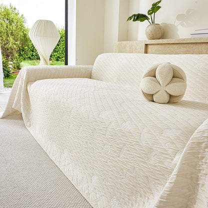 Soft Breathable Sofa Cover Blanket,Botanical Embossed Furniture Protector Throw Cover