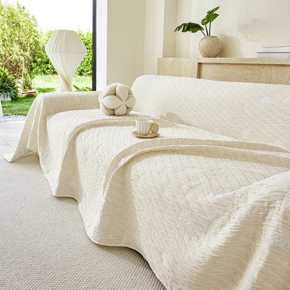 Soft Breathable Sofa Cover Blanket,Botanical Embossed Furniture Protector Throw Cover