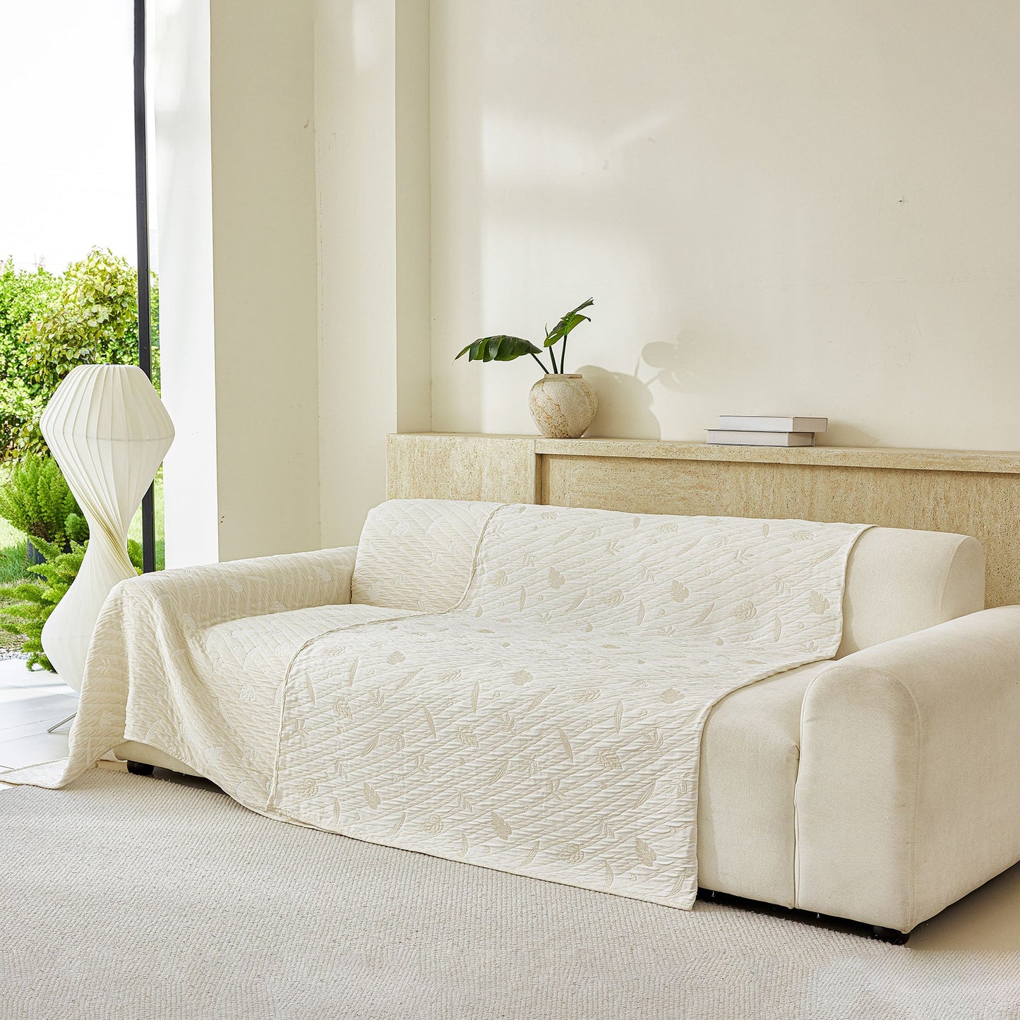 Soft Breathable Sofa Cover Blanket,Botanical Embossed Furniture Protector Throw Cover