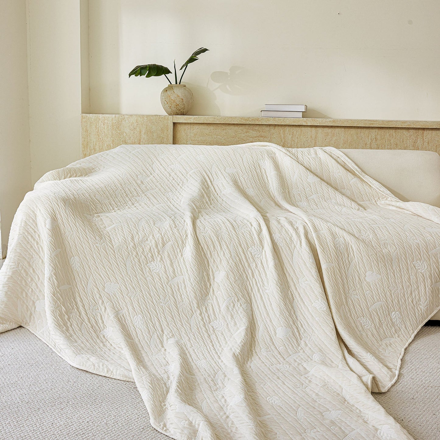 Soft Breathable Sofa Cover Blanket,Botanical Embossed Furniture Protector Throw Cover