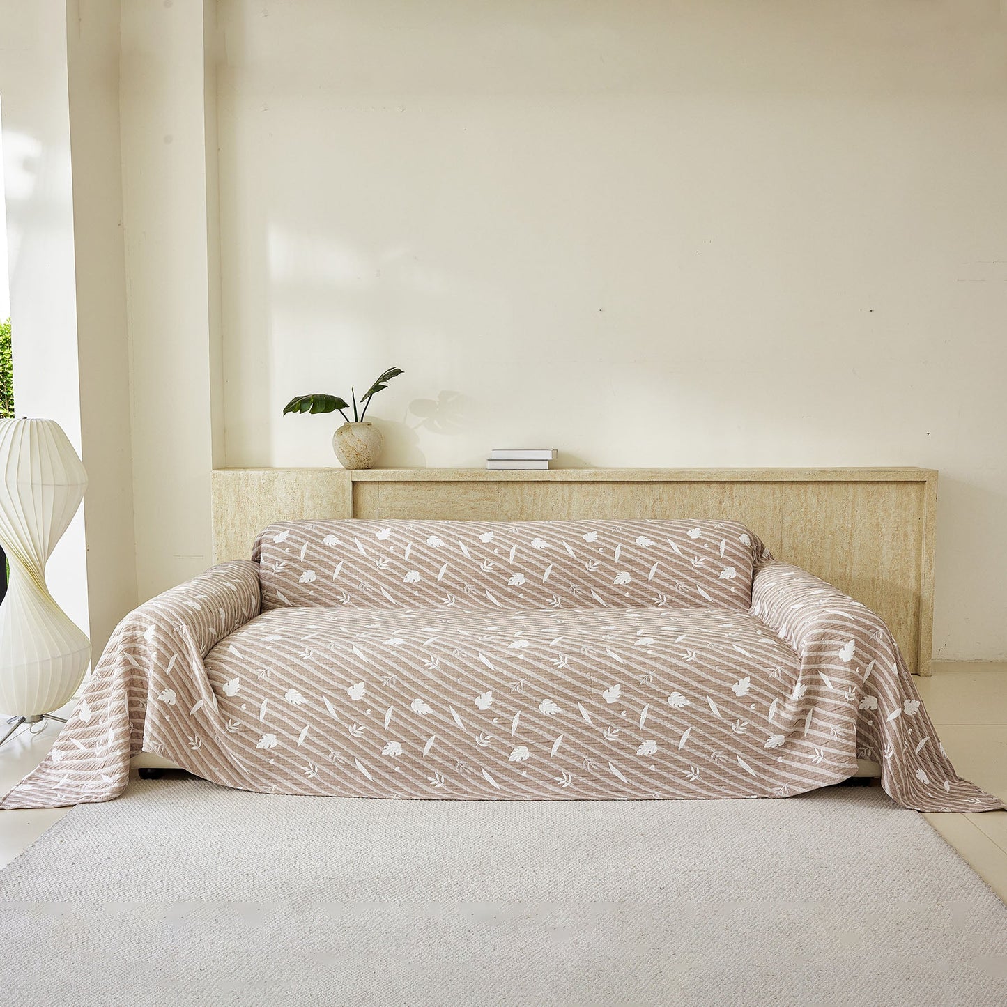 Soft Breathable Sofa Cover Blanket,Botanical Embossed Furniture Protector Throw Cover