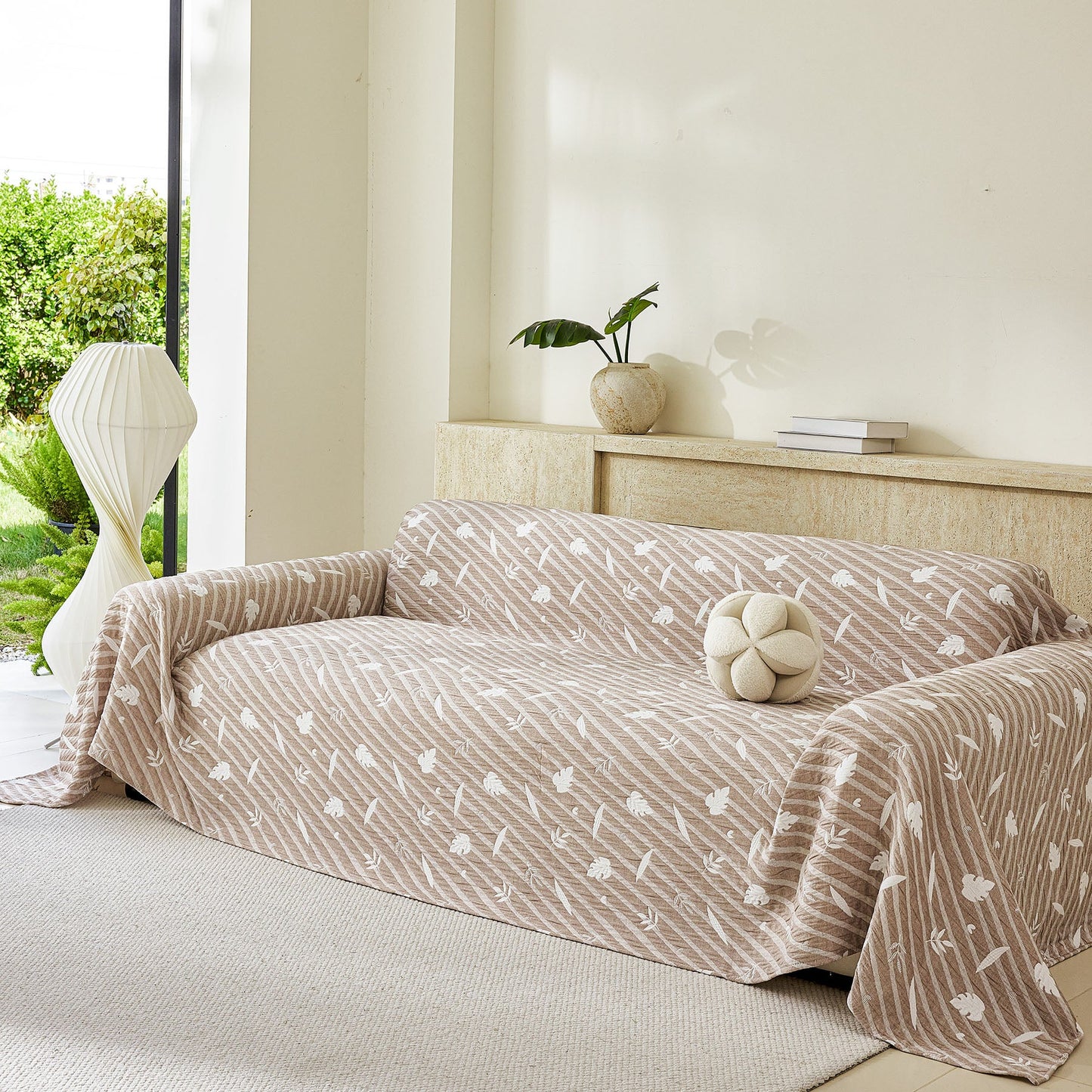 Soft Breathable Sofa Cover Blanket,Botanical Embossed Furniture Protector Throw Cover