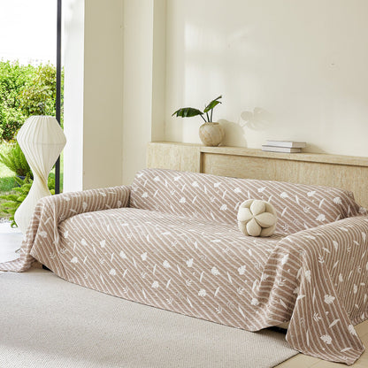 Soft Breathable Sofa Cover Blanket,Botanical Embossed Furniture Protector Throw Cover