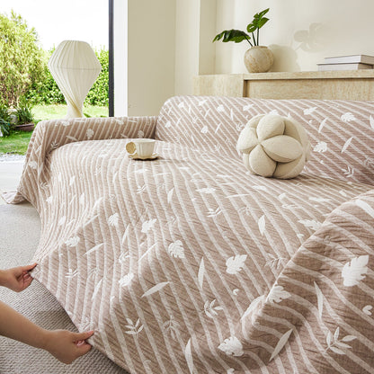 Soft Breathable Sofa Cover Blanket,Botanical Embossed Furniture Protector Throw Cover