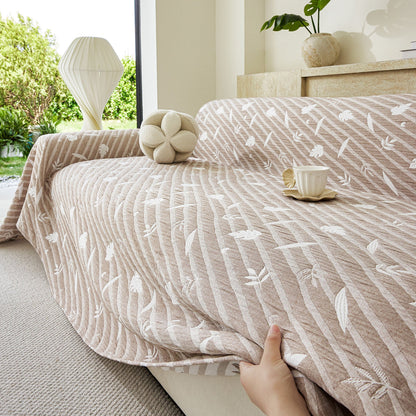 Soft Breathable Sofa Cover Blanket,Botanical Embossed Furniture Protector Throw Cover
