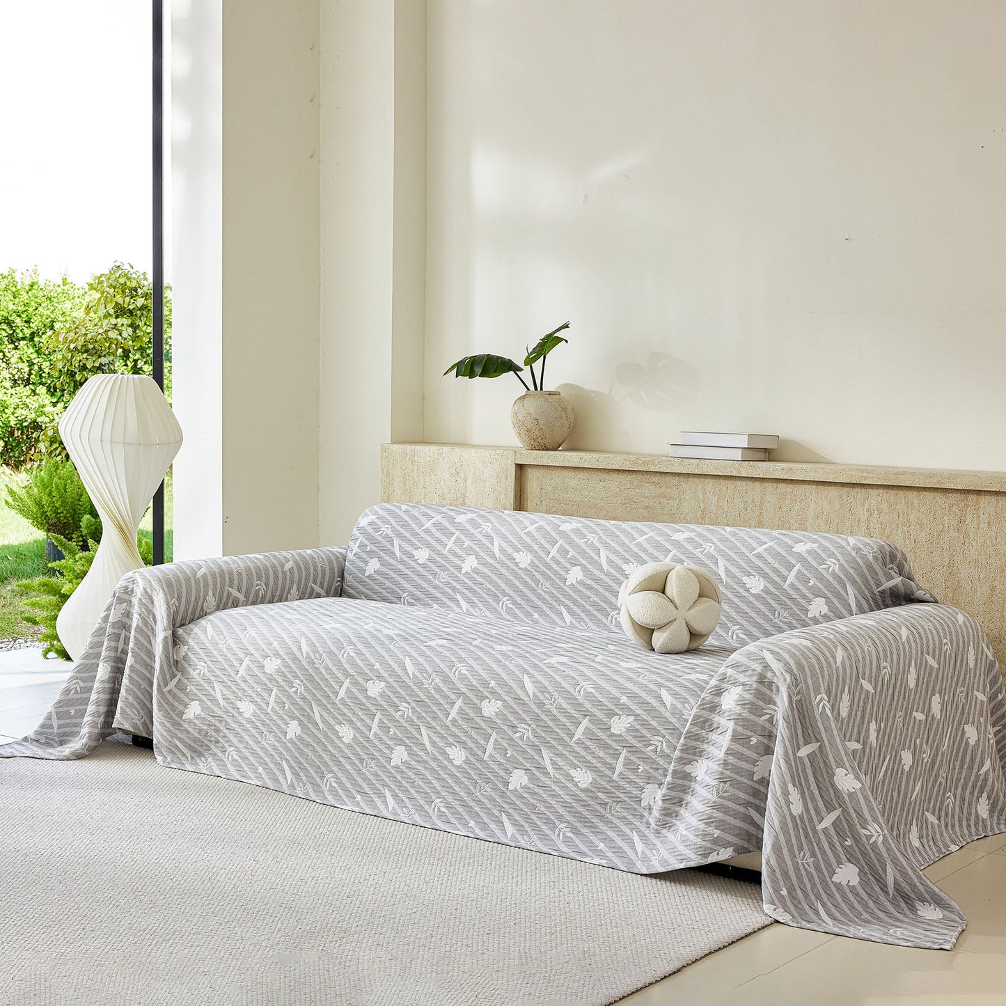 Soft Breathable Sofa Cover Blanket,Botanical Embossed Furniture Protector Throw Cover