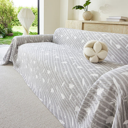 Soft Breathable Sofa Cover Blanket,Botanical Embossed Furniture Protector Throw Cover