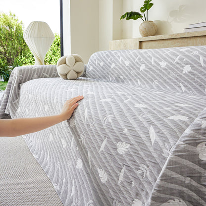 Soft Breathable Sofa Cover Blanket,Botanical Embossed Furniture Protector Throw Cover