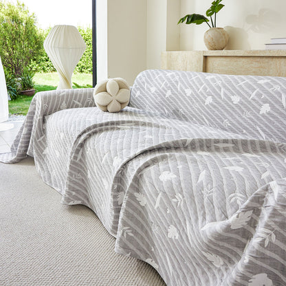 Soft Breathable Sofa Cover Blanket,Botanical Embossed Furniture Protector Throw Cover