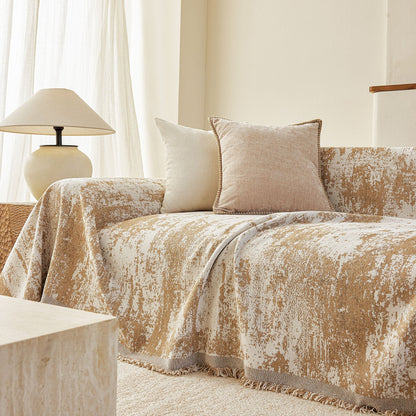 Soft Chenille Sofa Cover, Textured Abstract Couch Protector Cover with Vintage Pattern