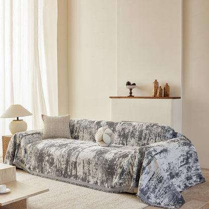 Soft Chenille Sofa Cover, Textured Abstract Couch Protector Cover with Vintage Pattern
