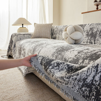 Soft Chenille Sofa Cover, Textured Abstract Couch Protector Cover with Vintage Pattern