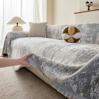 Soft Chenille Sofa Cover, Textured Abstract Couch Protector Cover with Vintage Pattern