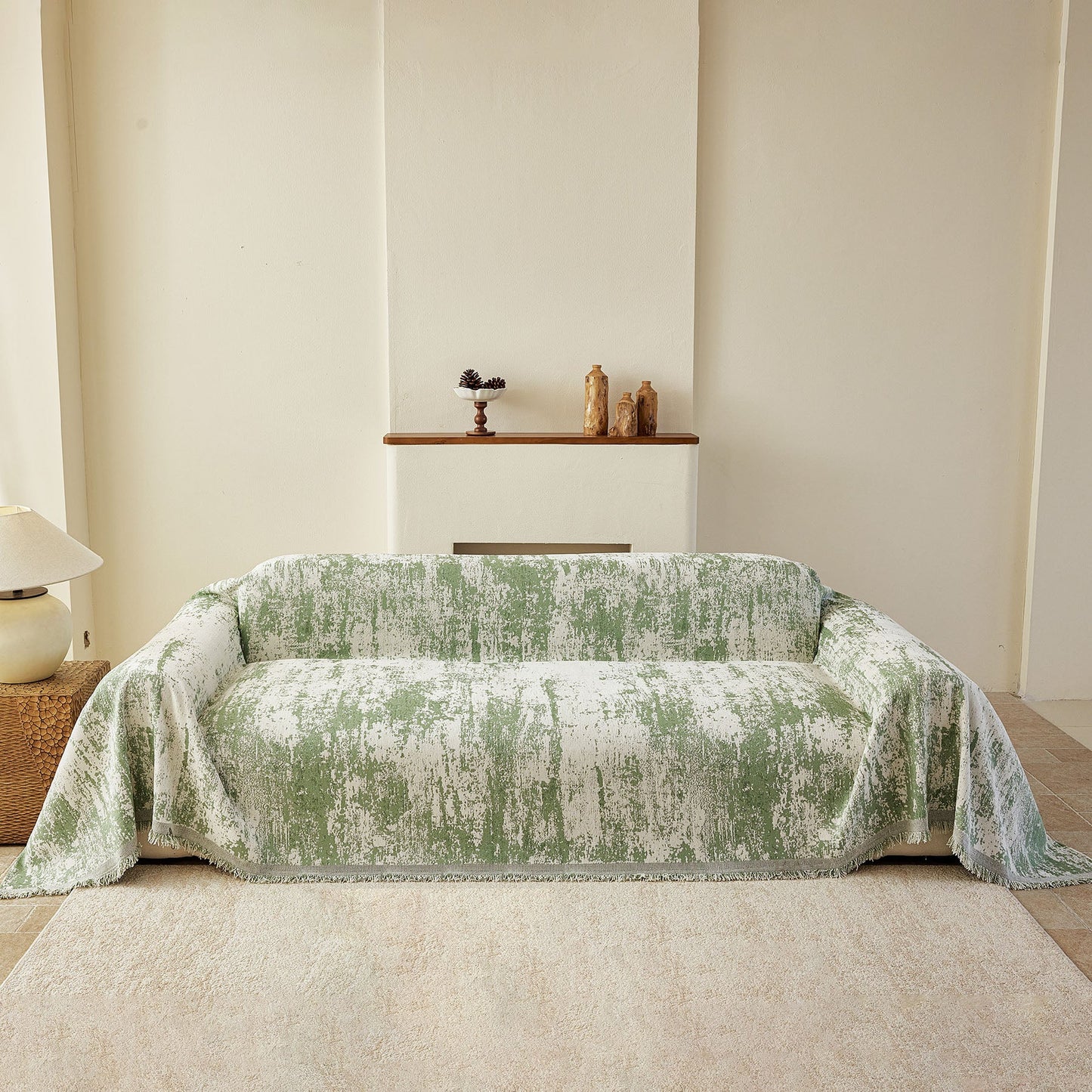 Soft Chenille Sofa Cover, Textured Abstract Couch Protector Cover with Vintage Pattern