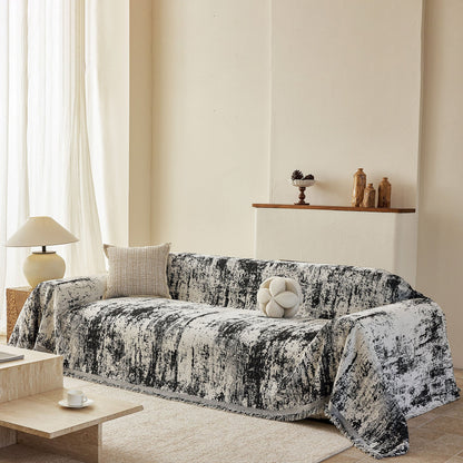 Soft Chenille Sofa Cover, Textured Abstract Couch Protector Cover with Vintage Pattern