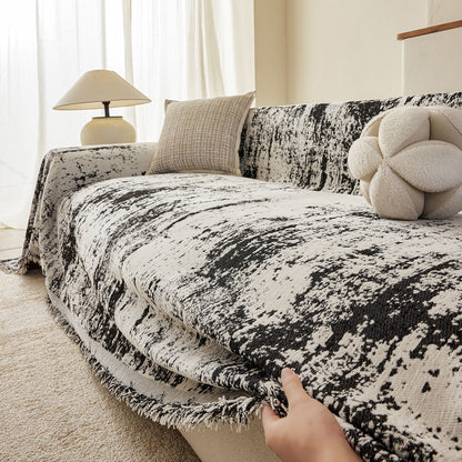 Soft Chenille Sofa Cover, Textured Abstract Couch Protector Cover with Vintage Pattern