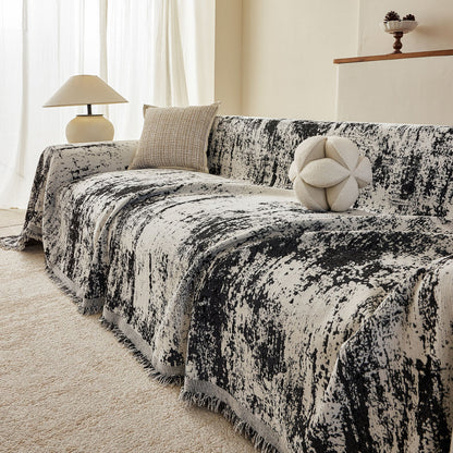 Soft Chenille Sofa Cover, Textured Abstract Couch Protector Cover with Vintage Pattern