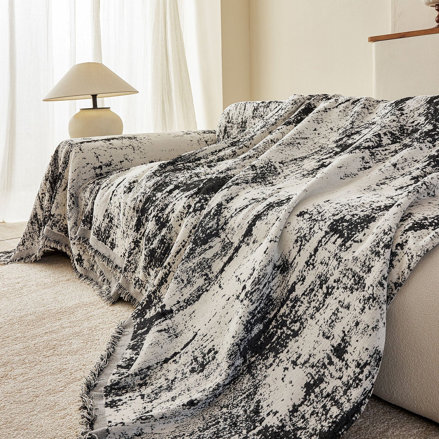 Soft Chenille Sofa Cover, Textured Abstract Couch Protector Cover with Vintage Pattern