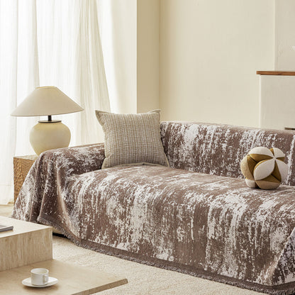 Soft Chenille Sofa Cover, Textured Abstract Couch Protector Cover with Vintage Pattern