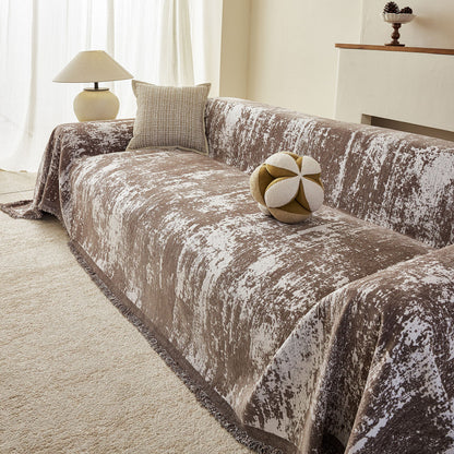 Soft Chenille Sofa Cover, Textured Abstract Couch Protector Cover with Vintage Pattern