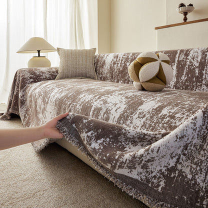 Soft Chenille Sofa Cover, Textured Abstract Couch Protector Cover with Vintage Pattern