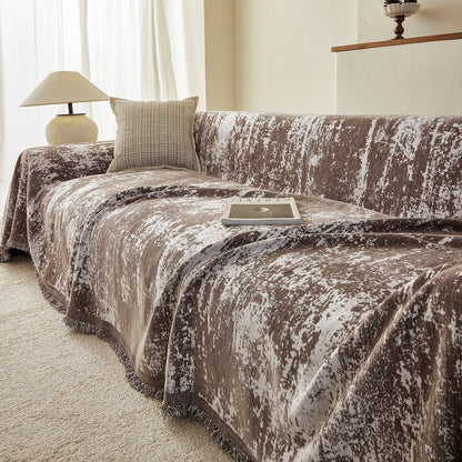 Soft Chenille Sofa Cover, Textured Abstract Couch Protector Cover with Vintage Pattern