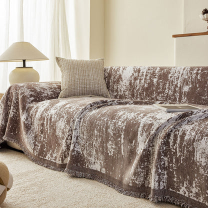 Soft Chenille Sofa Cover, Textured Abstract Couch Protector Cover with Vintage Pattern
