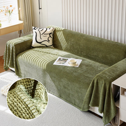 Chenille Thickened Solid Couch Blanket Throws, Reversible Couch Covers for Sectional Couches