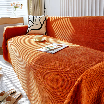 Chenille Thickened Solid Couch Blanket Throws, Reversible Couch Covers for Sectional Couches