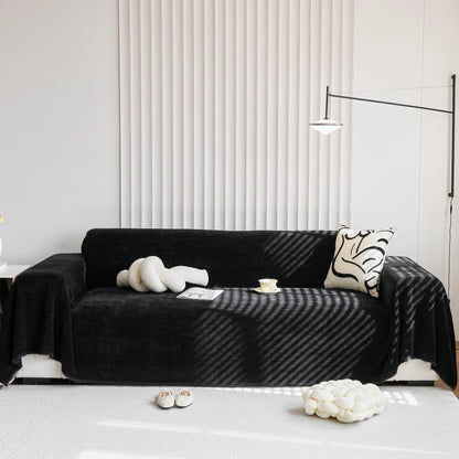 Chenille Thickened Solid Couch Blanket Throws, Reversible Couch Covers for Sectional Couches