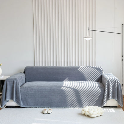 Chenille Thickened Solid Couch Blanket Throws, Reversible Couch Covers for Sectional Couches